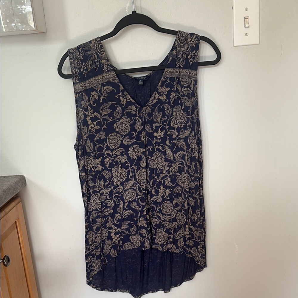 Lucky Brand Asymmetrical Gray and Brown Blouse